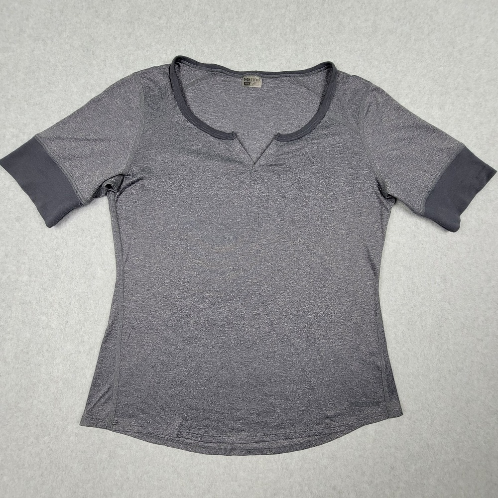 Marmot T shirt short sleeve Poly V Neck Medium Gray